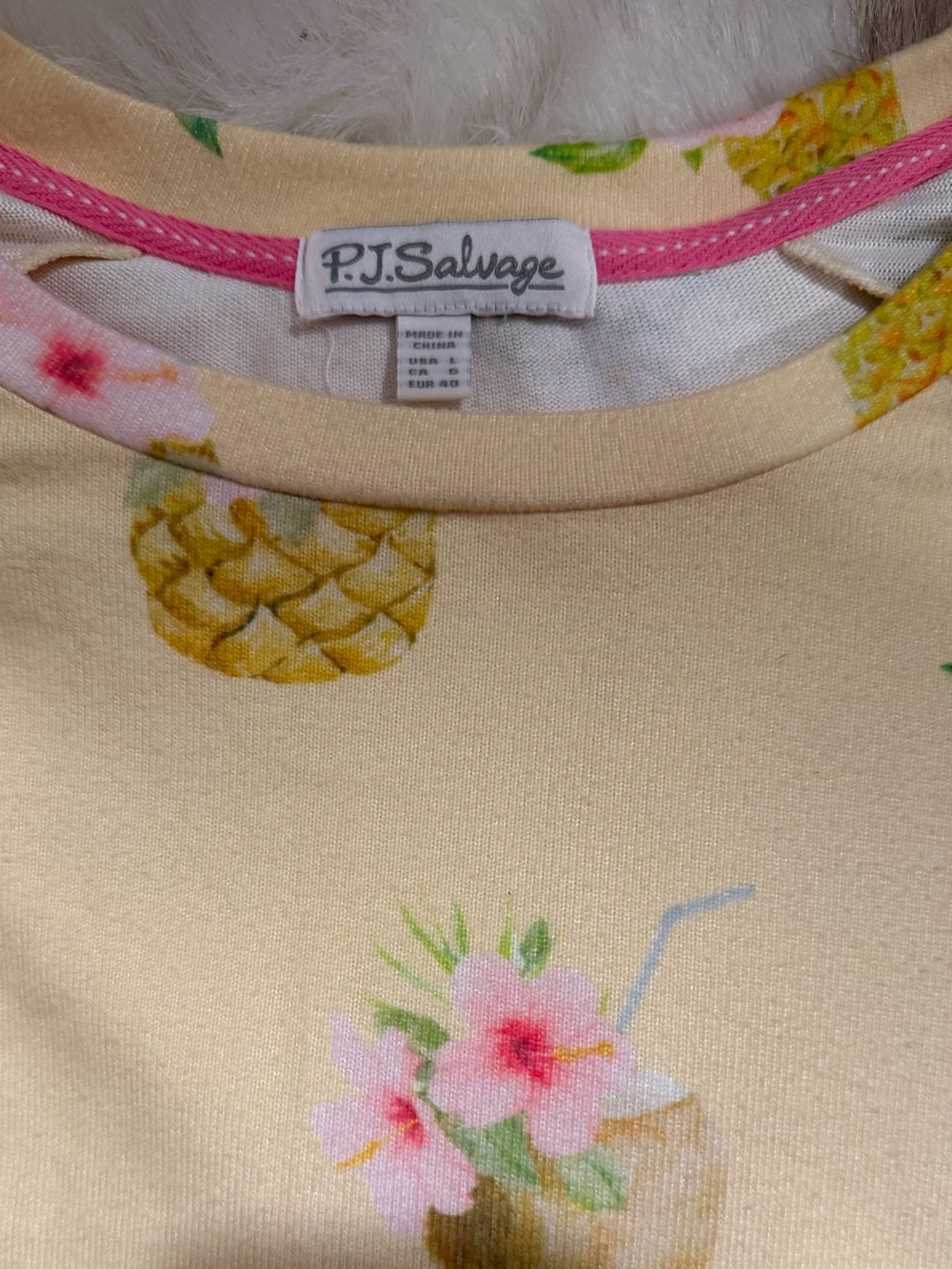 PJ Salvage Aloha Hour Pineapple Coconut Pajama Set Soft Jersey Yellow Large - Picture 2 of 9